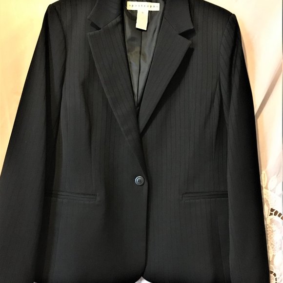 Apostrophe Jackets & Blazers - Black Pinstripe Dress Jacket from Apostrophe